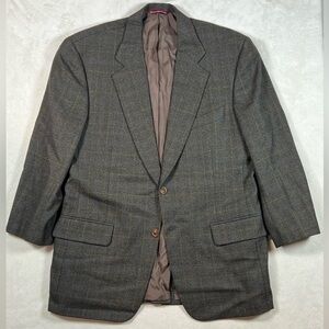 Samuelsohn Made in Canada 100% Wool Brown Plaid Classic Sports Coat Blazer EUC
